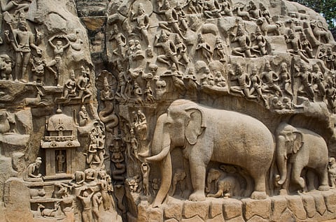 The Descent of the Ganges, known locally as Arjuna's Penance, is a giant open-air rock relief carved on two monolithic boulders