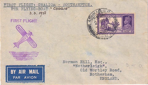 Mail carried from Gwalior to Southampton