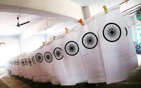 The Flag Code of India mandates that the national flag be made only from hand-spun and handwoven khadi