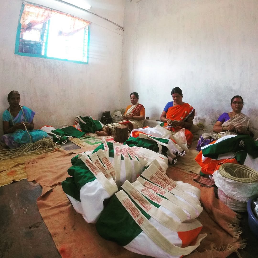 In Bengeri village, women artisans carefully craft each Indian national flag by hand