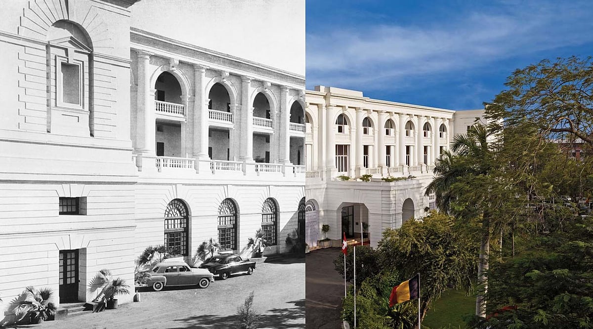 The Maidens Hotel in the early 1900s (left) and in the present day (right)