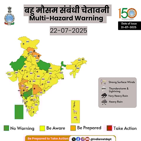 The IMD forecast for July 22, 2025