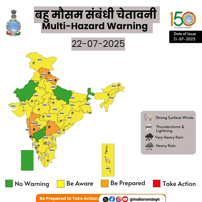 The IMD forecast for July 22, 2025