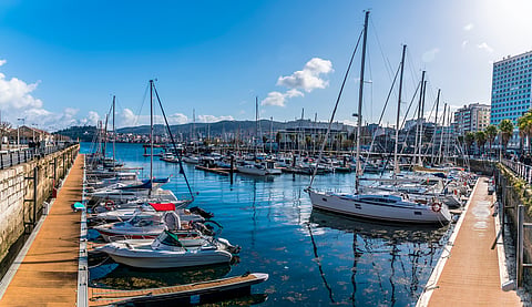 A panorama across Marina Vigo, Spain