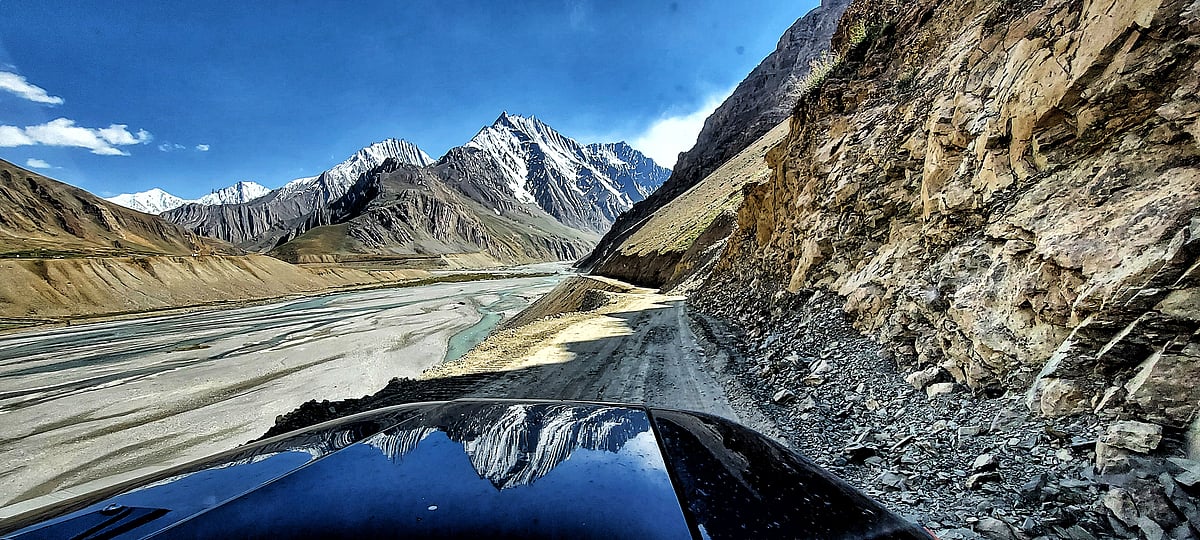 A mountain peak reflected on Sreedeep Bhattacharyas bonnet