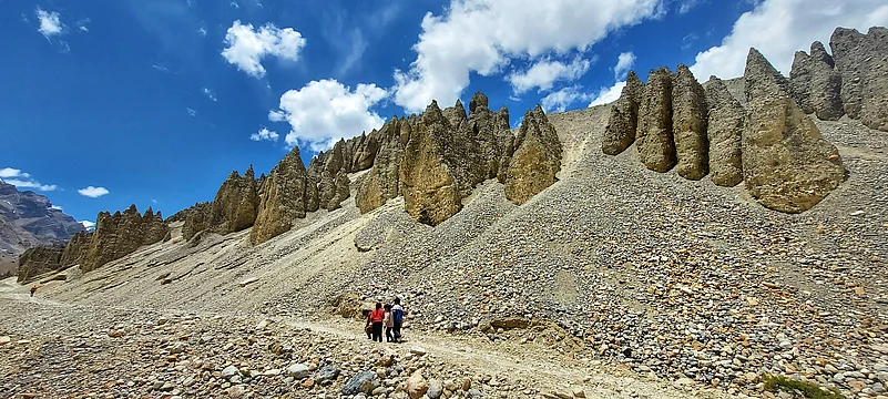 Sreedeep Bhattacharya wonders about these rock formations on the way from Kaza to Losar