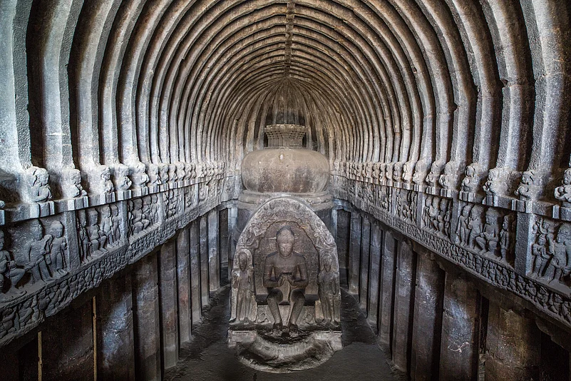 The Vishvakarma cave of Ellora is the only chaitya in the complex