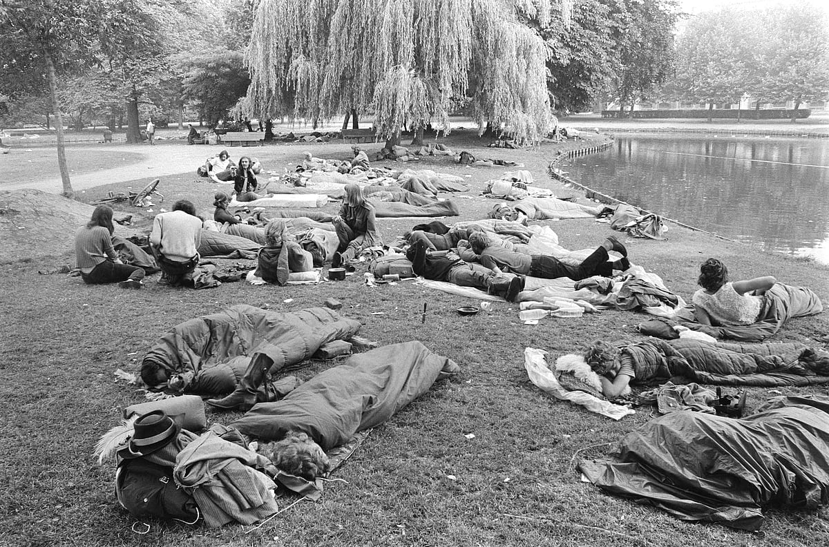 Hippies sleep at Vondelpark Amsterdam