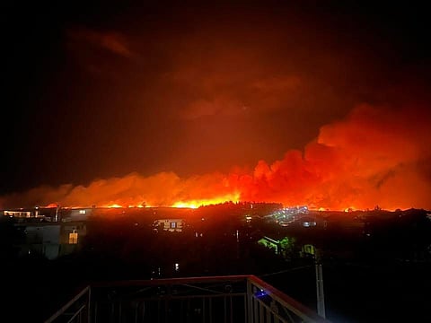Visuals of wildfires from Mavrorachi, Lagkadas, Greece