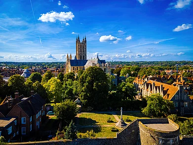Shutterstock : An aerial view of Canterbury Cathedral, UK