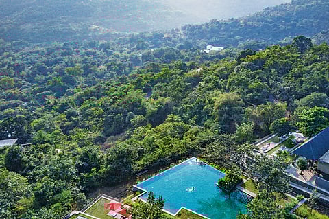 Enjoy staying at the villas in Dharana with private pools, outdoor showers and  beautiful forest views