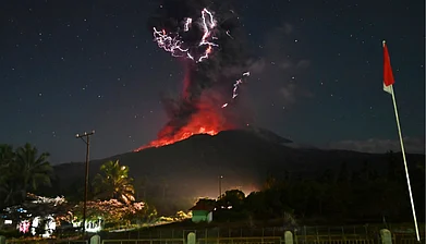 @accuweather/x : Mount Lewotobi Laki-Laki erupted in Indonesia right at the onset of August