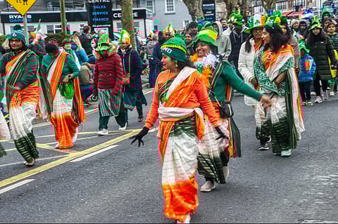 Indian-origin residents take part in a 2025 Saint Patrick's Day celebration in Dublin