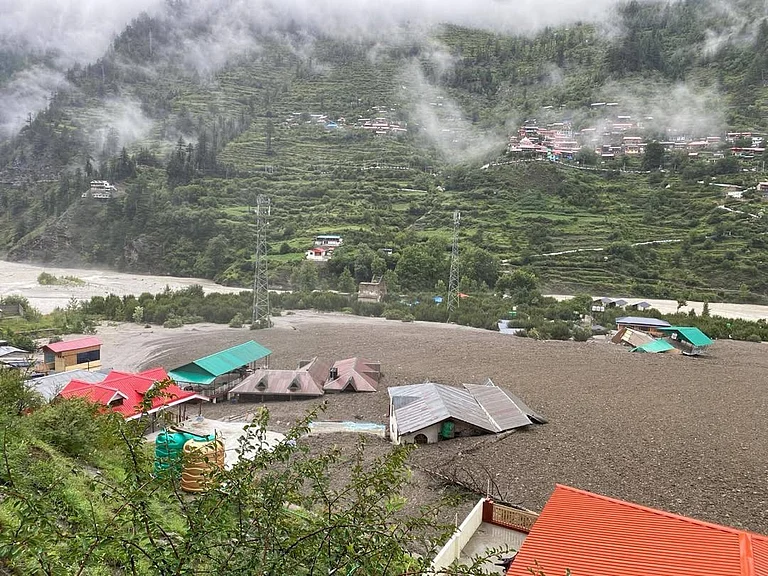 The devastation caused by a cloudburst event in Dharali village on August 5, 2025 - akhil_mishra95/Instagram