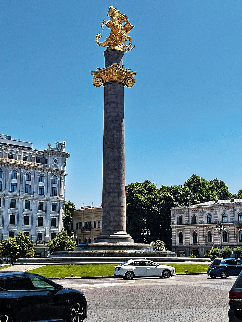 The Freedom Monument also known as St. George Statue in Tbilisis Freedom Square