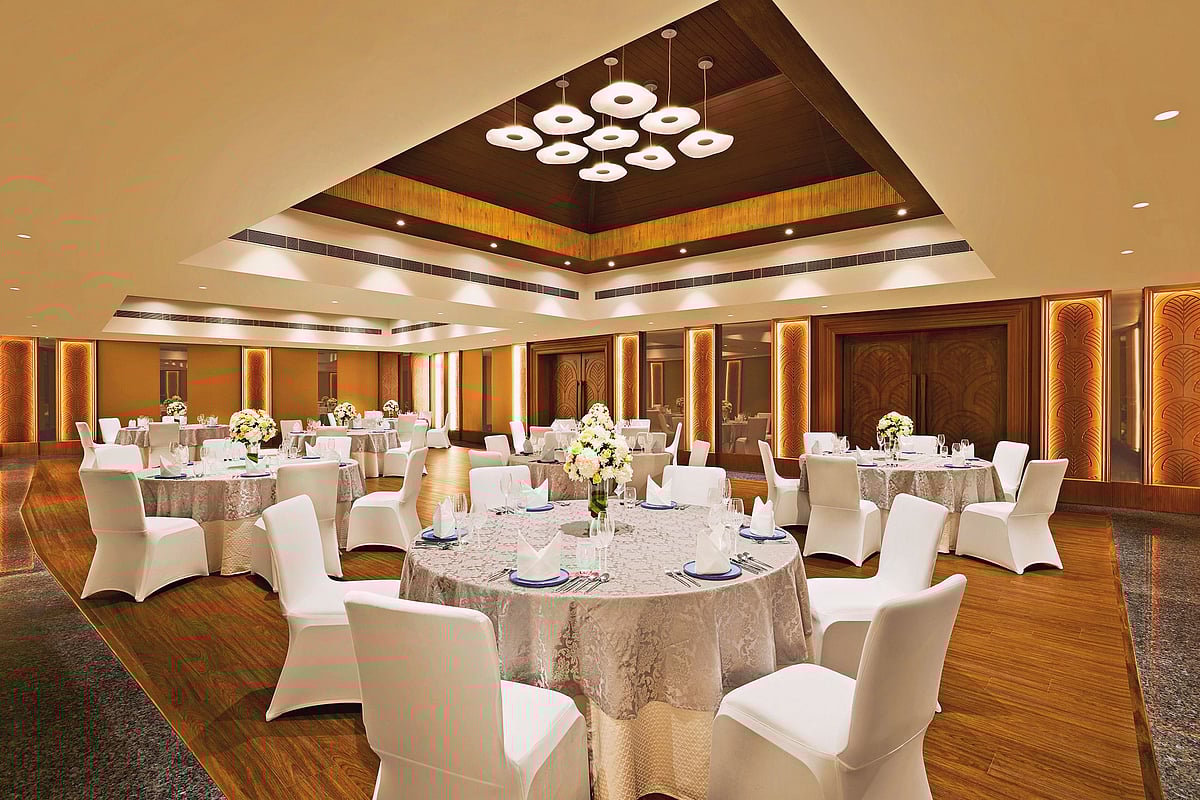 For indoor celebrations like haldi and sangeet, Lotus, spreading across 2200 sq ft, is an elegant setting