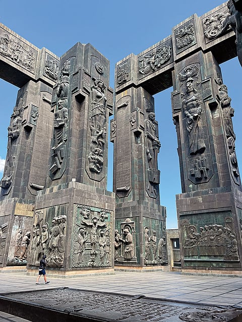 The iconic Chronicle of Georgia monument designed by Zurab Tsereteli