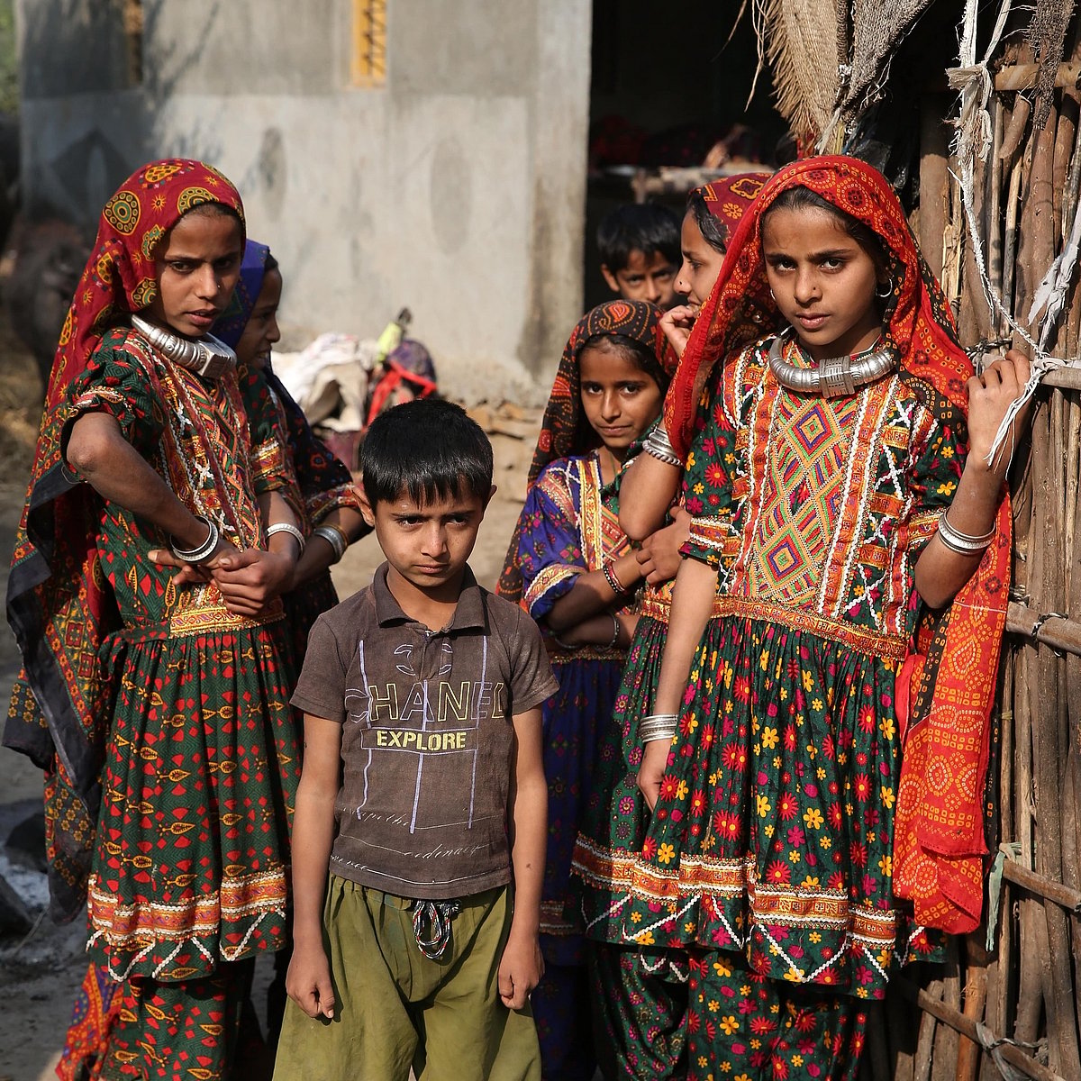 Dhaneta Jat children pose for a photo