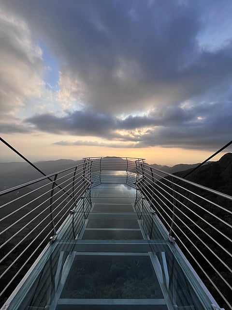 The Vagamon Glass Bridge is the longest cantilevered glass bridge in the Idukki district