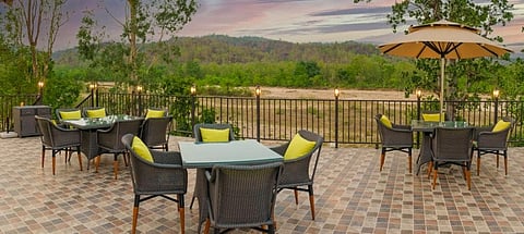 The Jungle Grill restaurant at The Golden Tusk in Uttarakhand offers a fusion of jungle-inspired cuisines from around the world