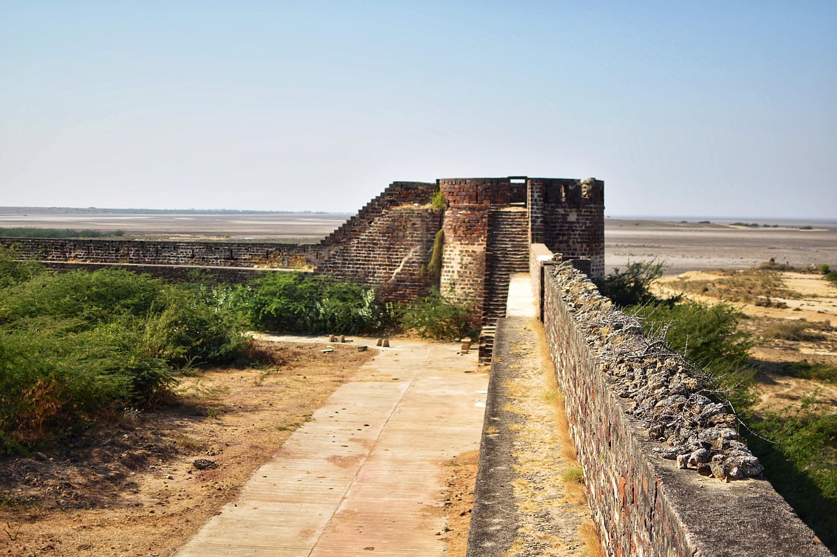The ramparts of the Lakhpart Fort were built at the mouth of the Kori creek to keep the Arabian Sea at bay