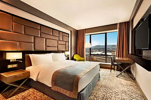 The rooms at Wyndham Grand Tbilisi offer panoramic views of the city