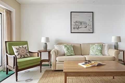 Green is one of three distinct colours used in all 91 rooms of the Taj Cidade de Goa Heritage