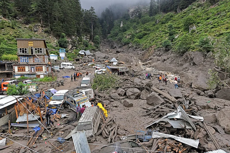 A cloudburst in Kathua triggered flash flooding and cut off road access to the hamlet, complicating rescue efforts