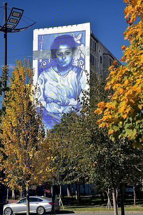 Mural of Maro Makashvili in Varketili in Tbilisi 