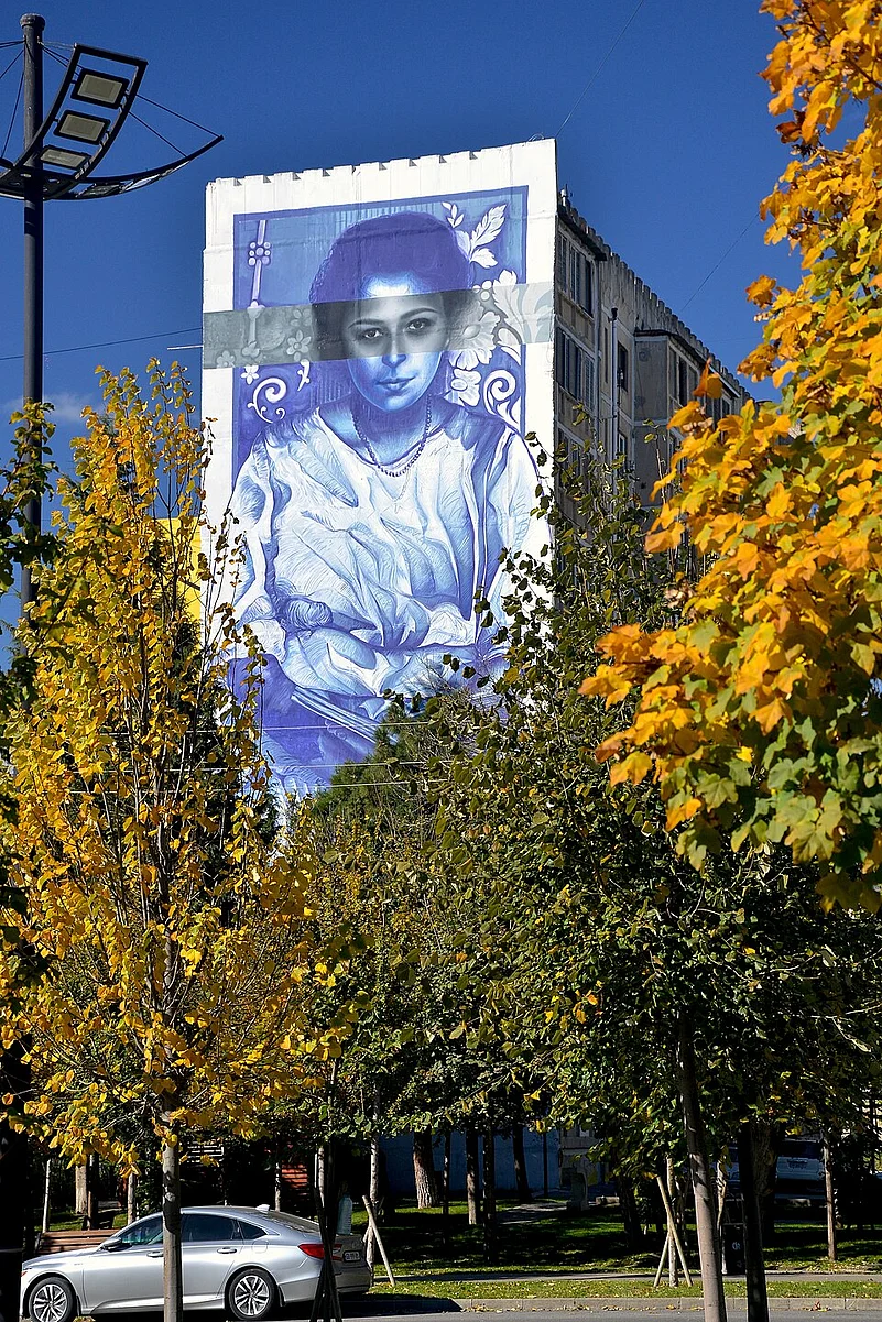 Mural of Maro Makashvili in Varketili in Tbilisi
