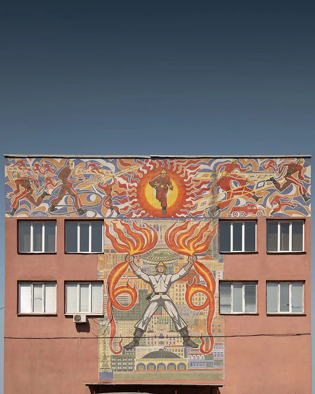 Soviet mosaics at Ortachala Fire Station in Tbilisi, Georgia
