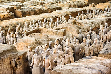 vetrova/Shutterstock : The excavation pit of the Terracotta Army of Qin Shi Huang near Xian city