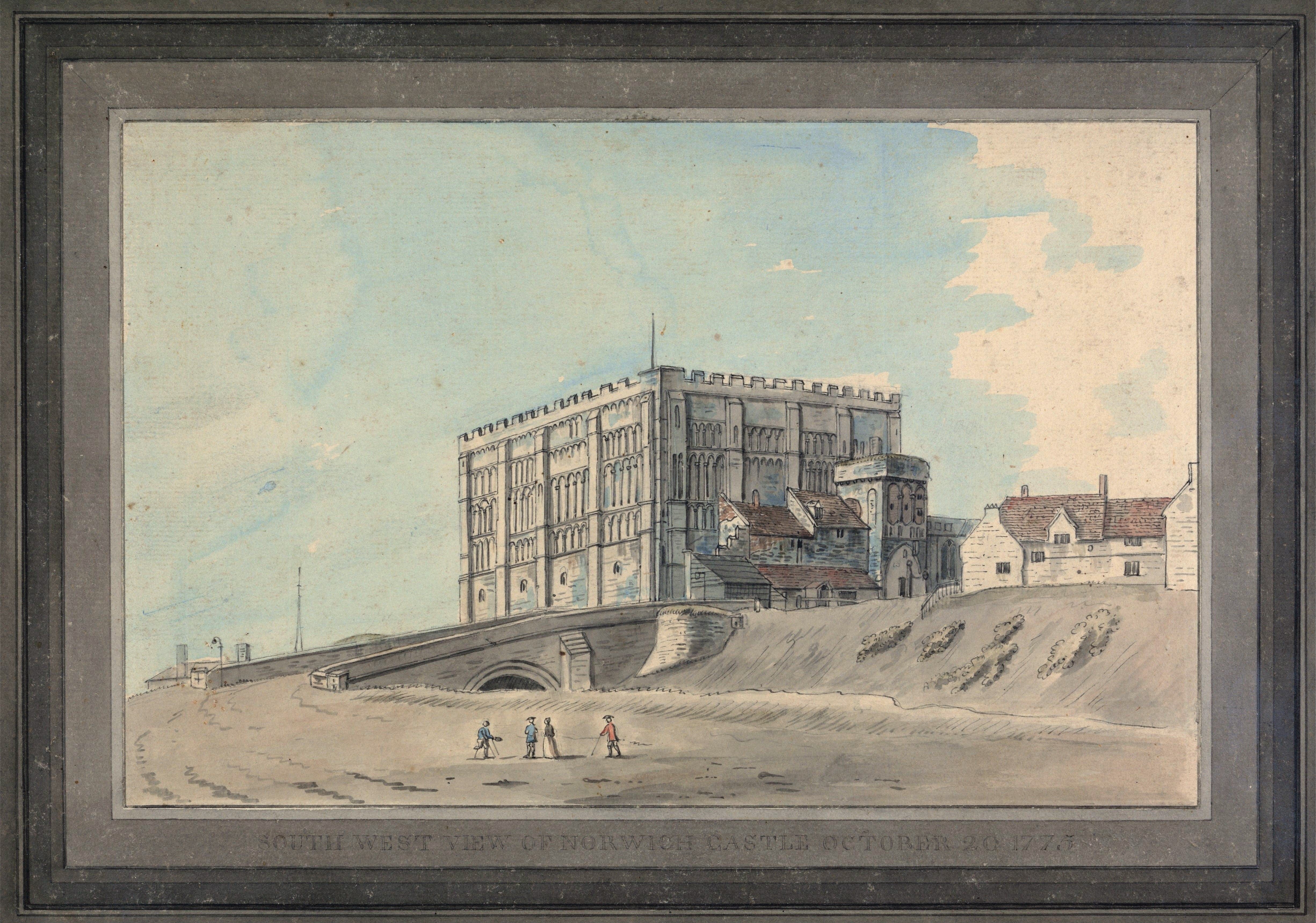 The Southwest view of Norwich Castle (1775) painted by Captain Francis Grose (1731–1791)