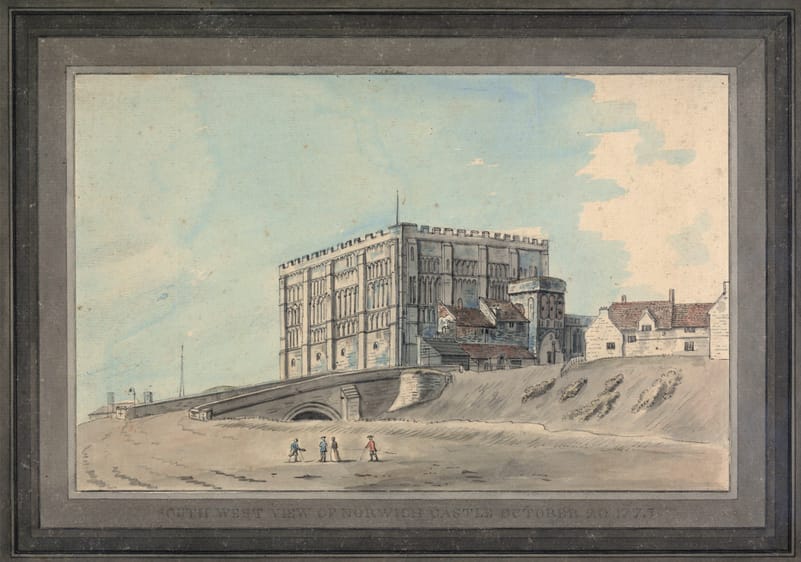 The Southwest view of Norwich Castle (1775) painted by Captain Francis Grose (1731–1791)
