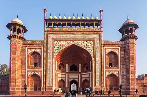 The Darwaza-i-rauza or "Great Gate" in the Taj Mahal complex