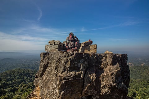The 500 kilogrammes Dholkal Ganesha is almost 3 feet tall, carved from a single block of stone