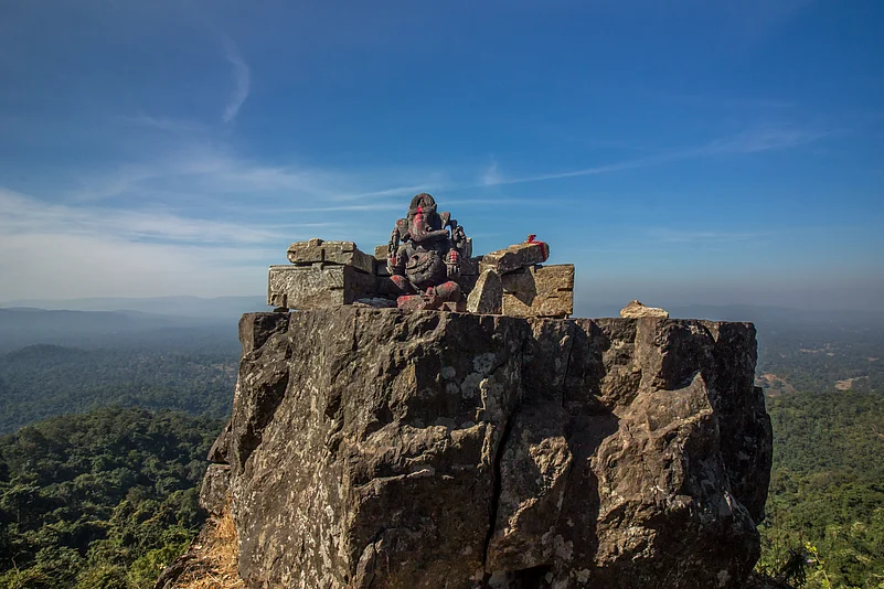 The 500 kilogrammes Dholkal Ganesha is almost 3 feet tall, carved from a single block of stone