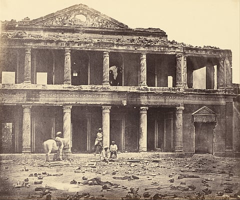 ‘Interior Of The Secundrabagh Where 2,000 Sepoys Were Slained By The 93rd Highlanders, Lucknow 1858,' by Felice Beato