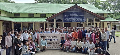 Supplied by Sachin Ranade : Teams from the Bombay Natural Heritage Society, Aaranyak, Banyabandhu, ASTEC and the Forest Department, alongside students and village heads, on August 21, 2025