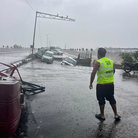The Fourth Bridge constructed over the Tawi River in Jammu has collapsed due to heavy rains