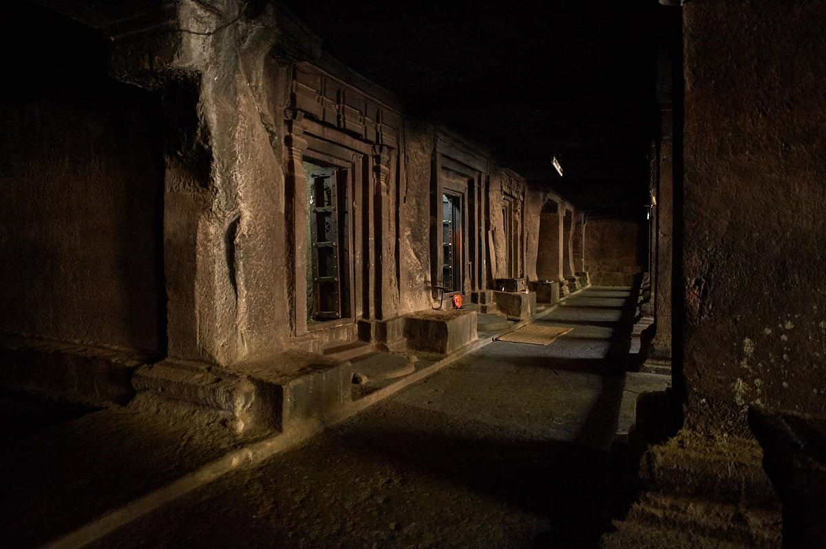 The veranda of the eighth-century Pataleshwar Caves