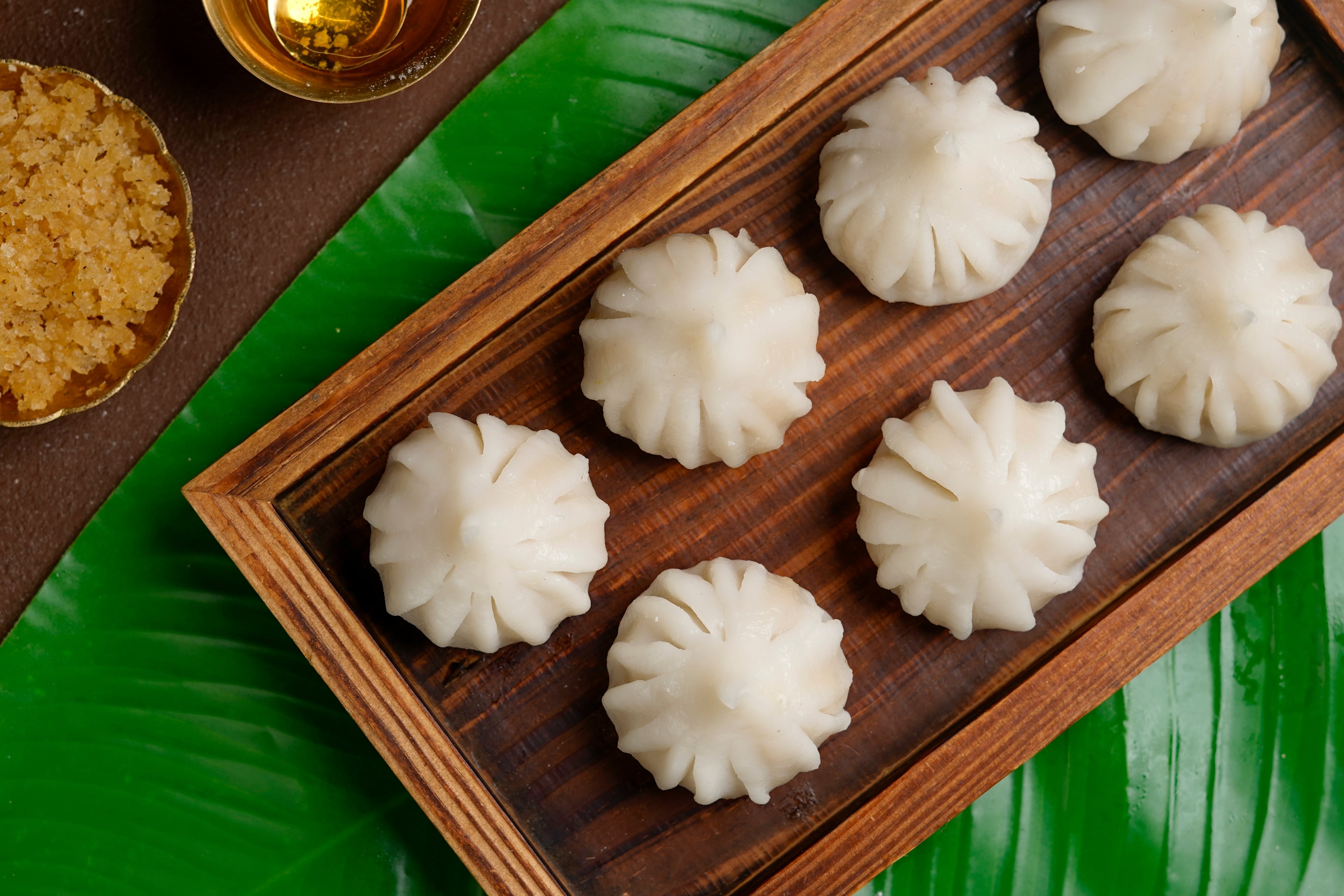 Ukdiche modak is steamed in banana leaves