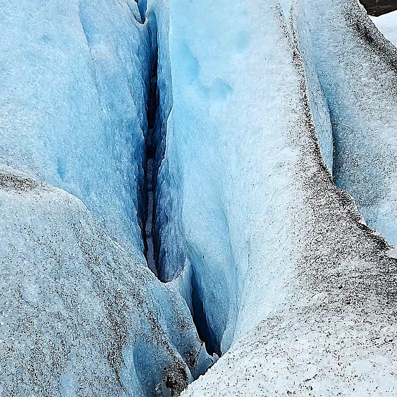 Deep crevasse on the glacier next to our hiking path