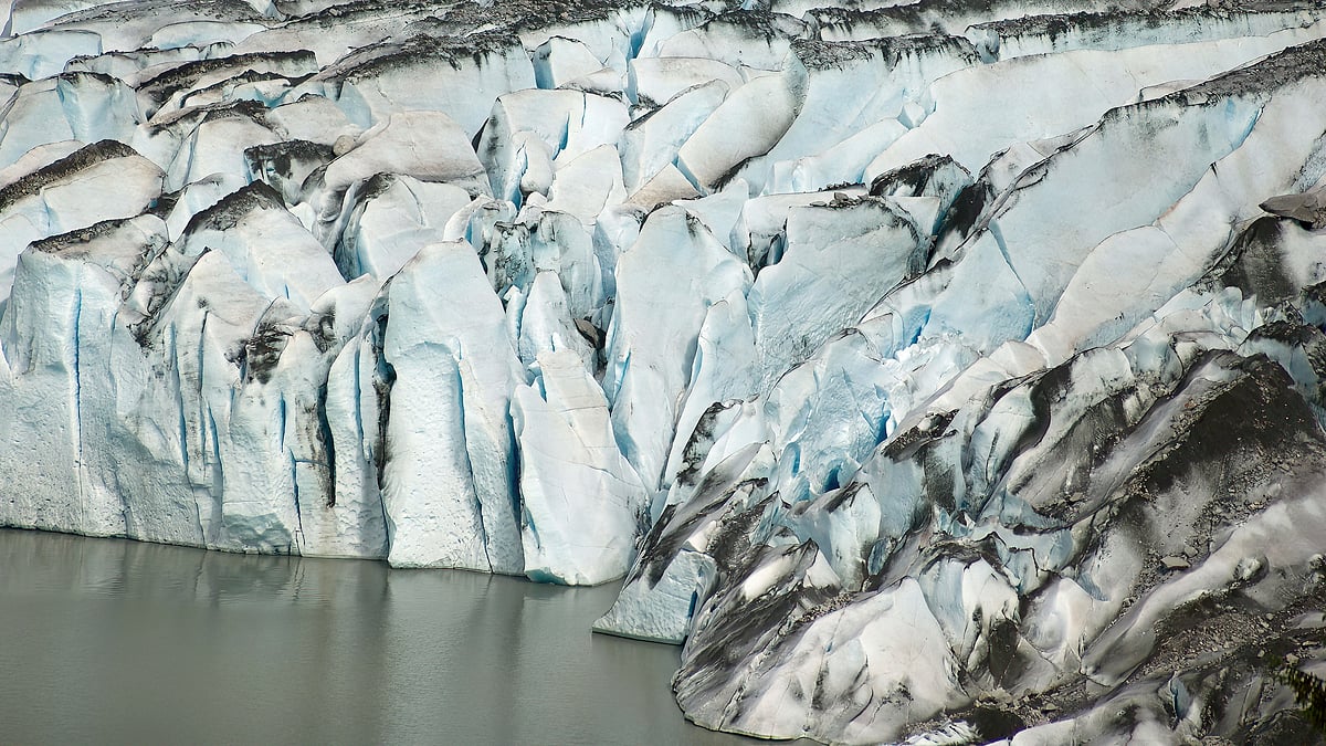A close up view of Mendenhall Glacier