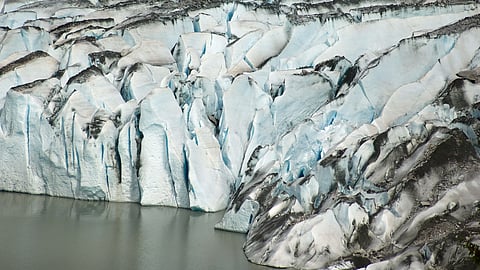 A close up view of Mendenhall Glacier