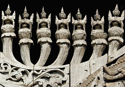 The bell is adorned with exquisite carvings