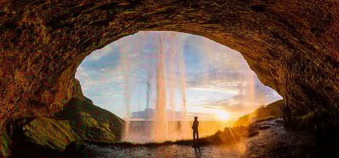 The Seljalandsfoss waterfall in the south of Iceland