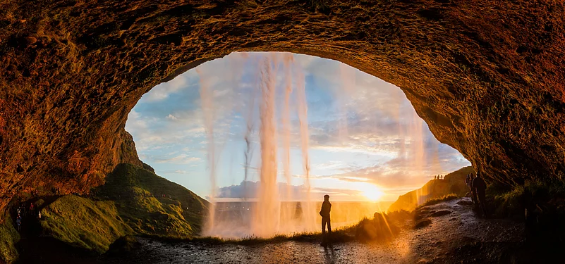 The Seljalandsfoss waterfall in the south of Iceland