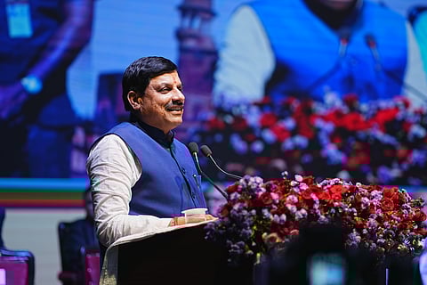 Madhya Pradesh chief minister Mohan Yadav speaking at the conclave
