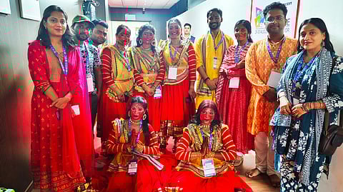 The vibrant troupe of Languriya folk dancers
